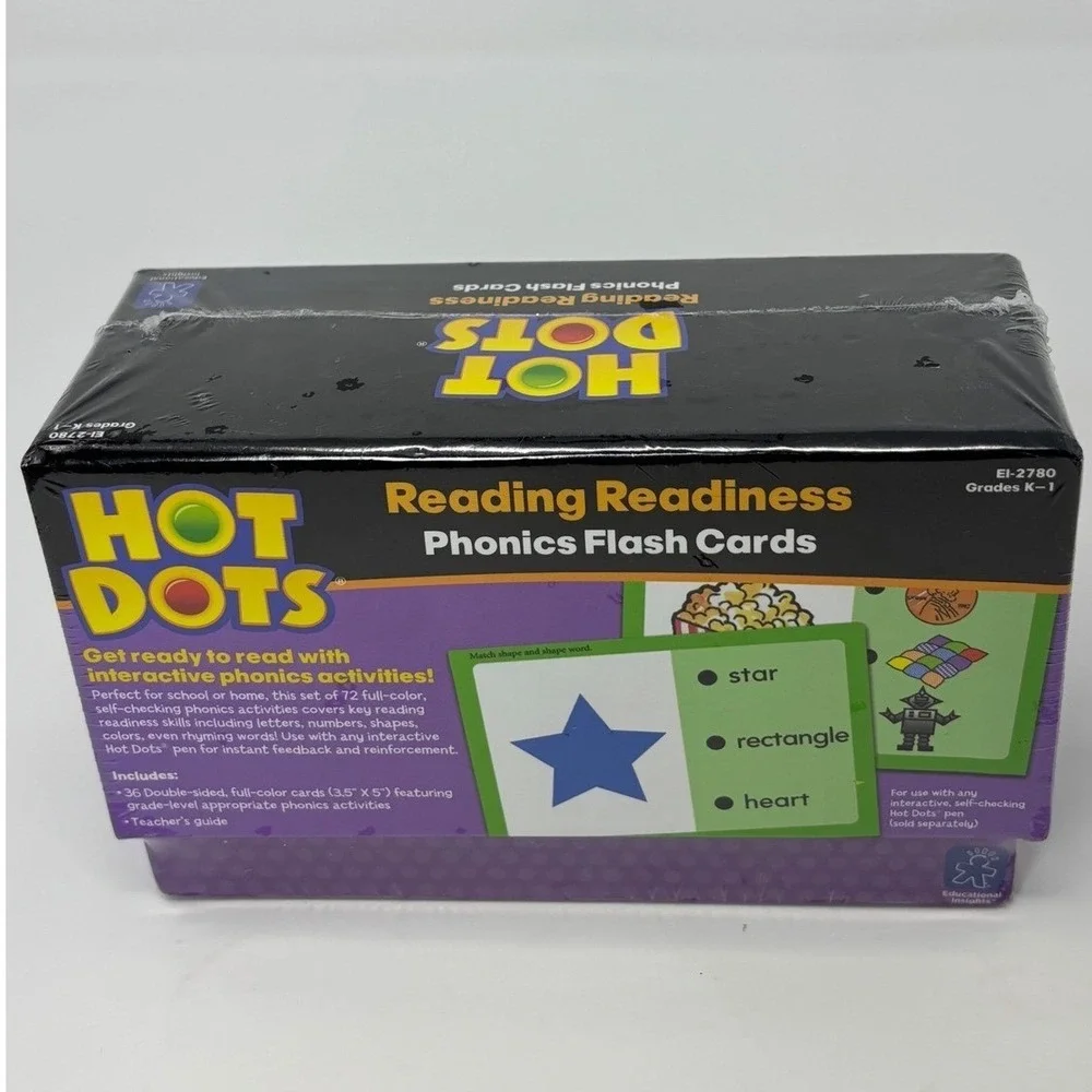 Hot Dots Reading Readiness Phonics Flash Cards Educational Insights EI-2780 K-1